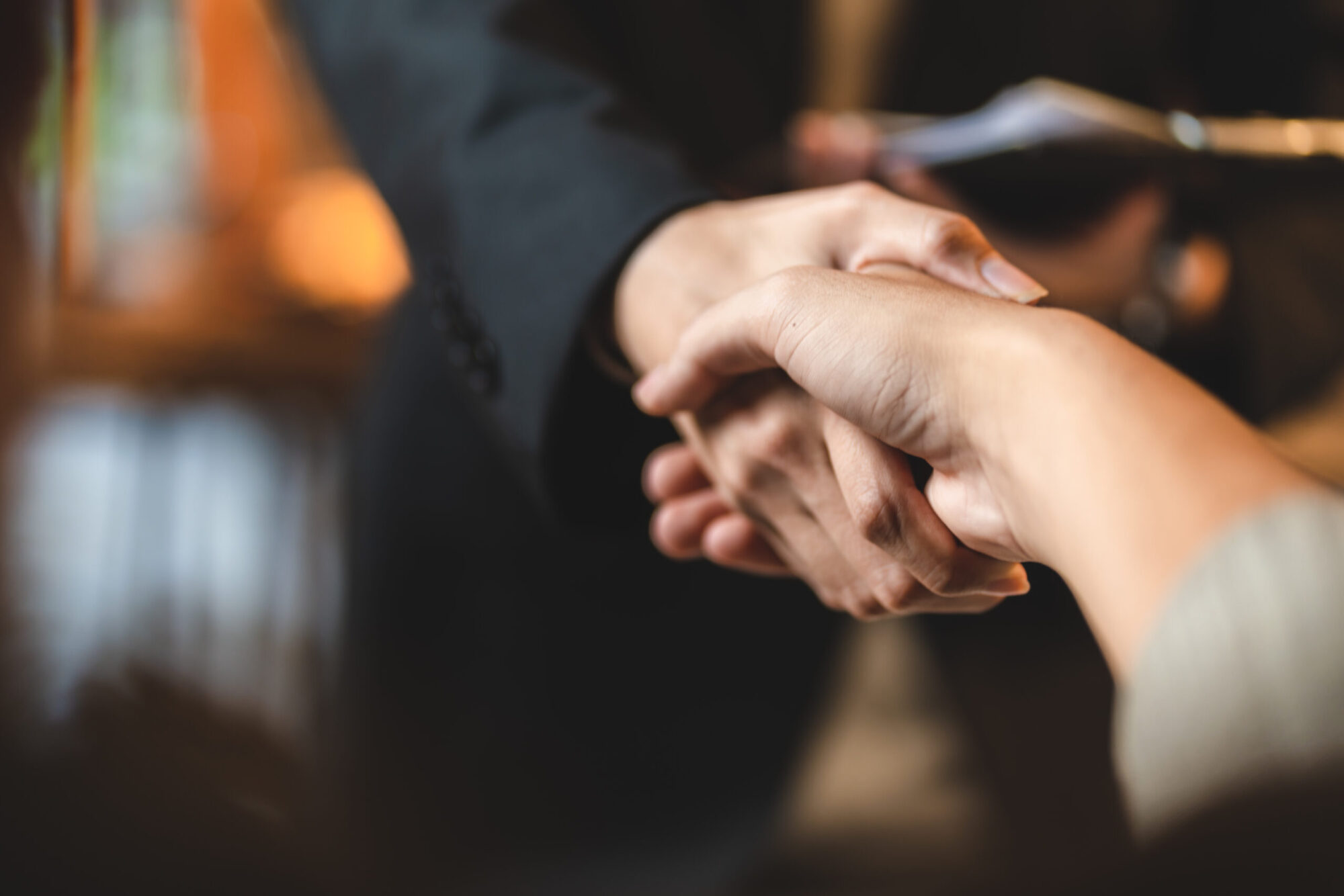 business hand contract meeting with success agreement concept, professional businessman handshake