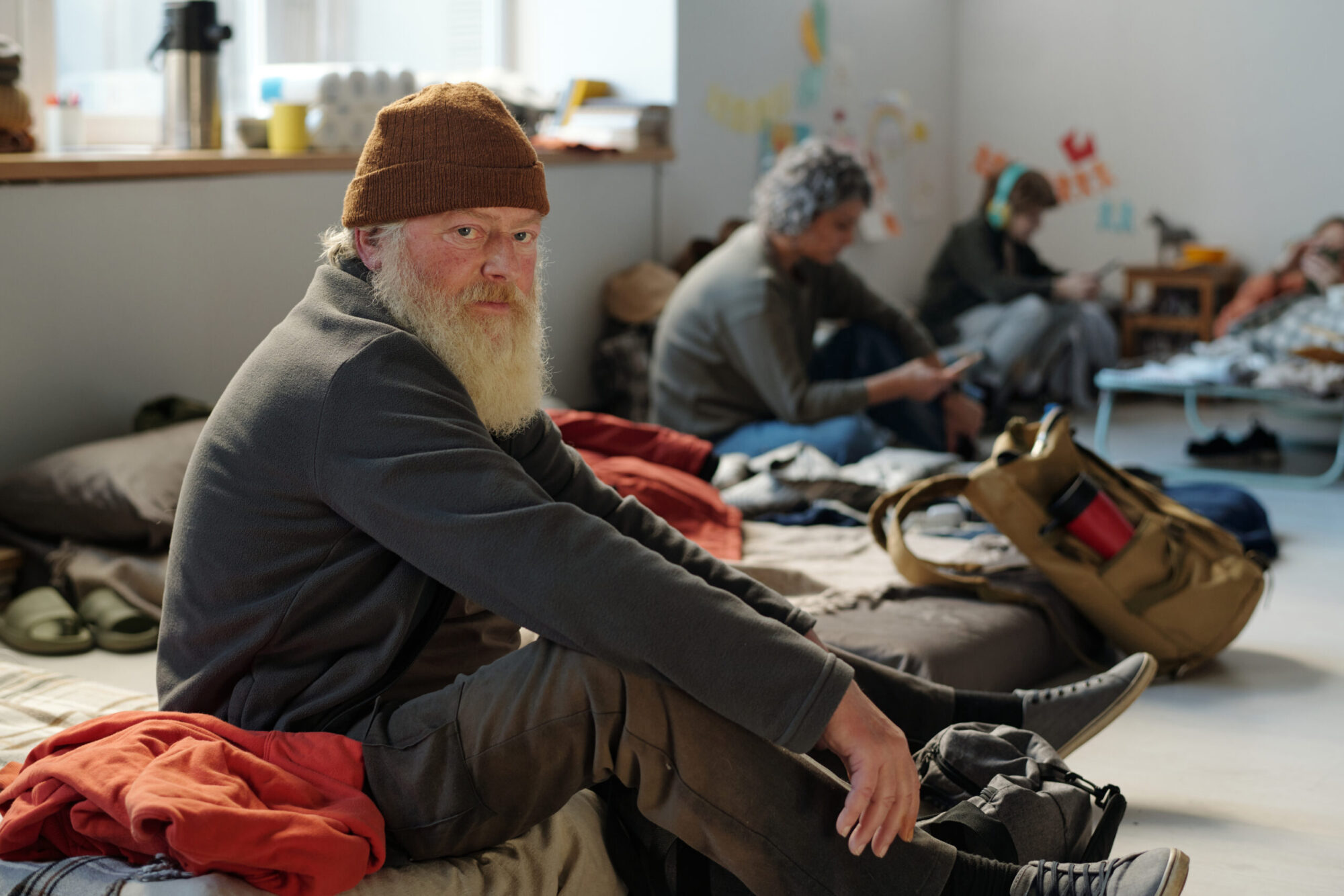 Senior male refugee with long beard