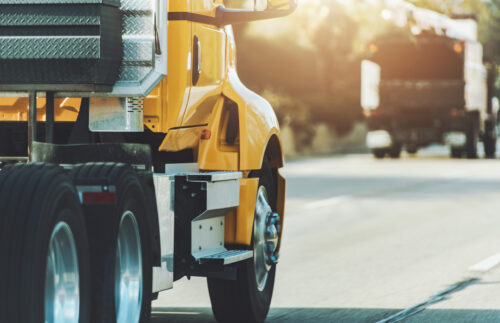 Semi Truck on a Road to Destination