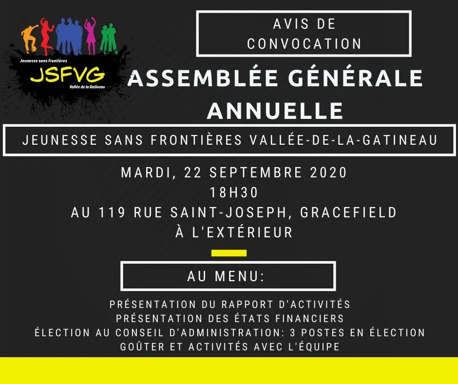 Assemblee generale annuelle jeunesse sans frontieres