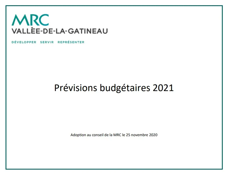 Prévision budgétaires MRC 2021