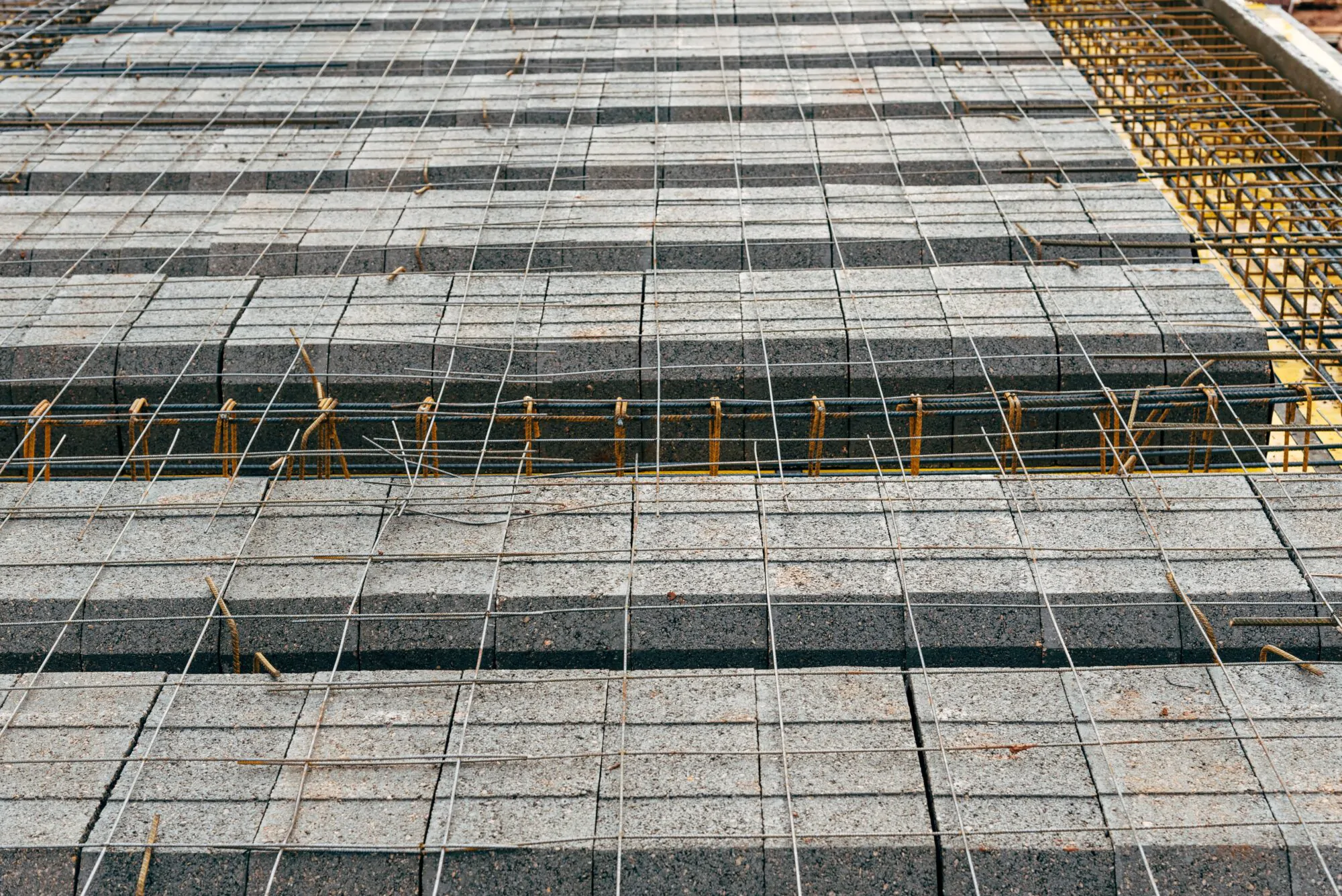 Detail of reinforced concrete slab under construction