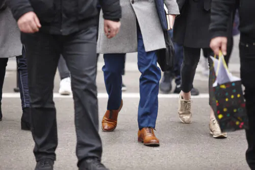 People walking in the city. Urban ambient. Rush hour