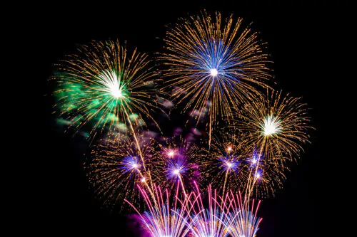 Abstract colorful firework display for celebration anniversary
