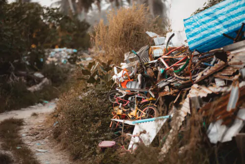 An illegal waste dumping