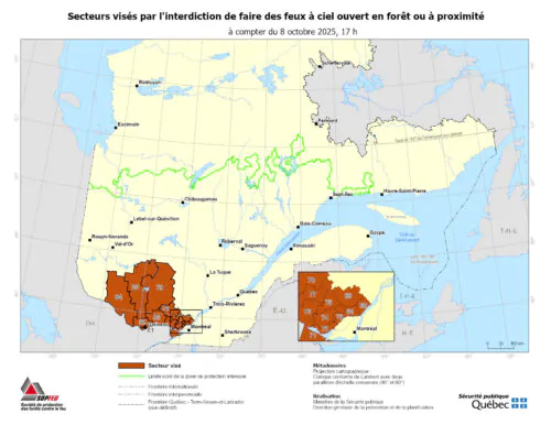 Carte SOPFEU 9 octobre 2025