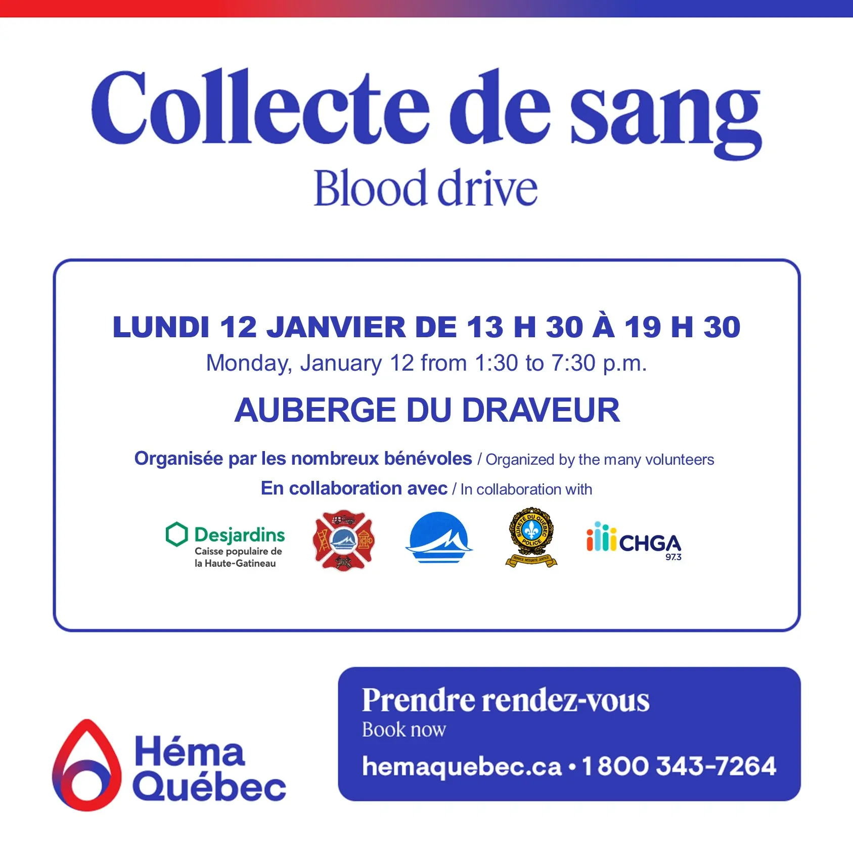 Photo Collecte de sang Maniwaki 12 janvier